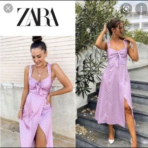 Zara Polka Dot Ruched Dress
